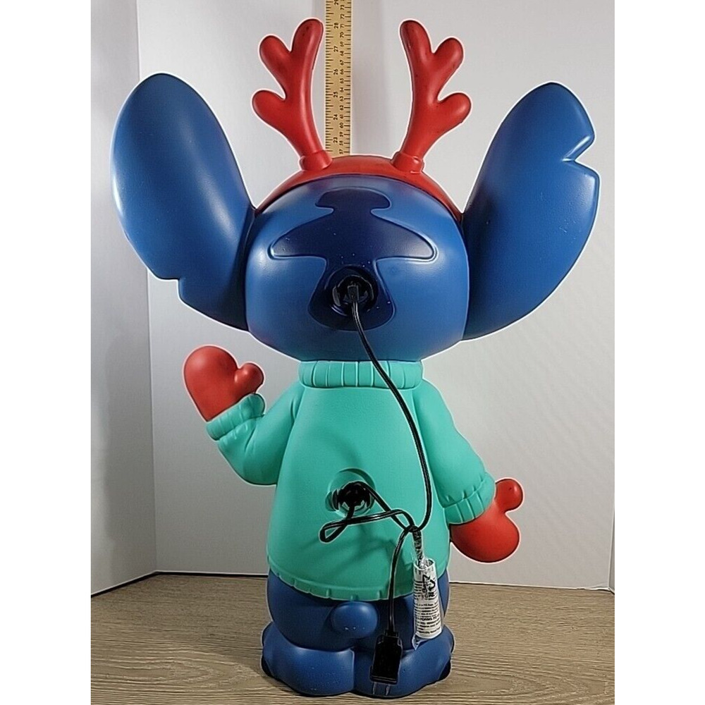 Gemmy Christmas Stitch Disney's Lilo & Stitch w Antlers & Sweater Blow Mold 27" - Picture 5 of 10